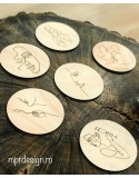 Wood coasters Love yourself / Set suport pentru pahare din lemn